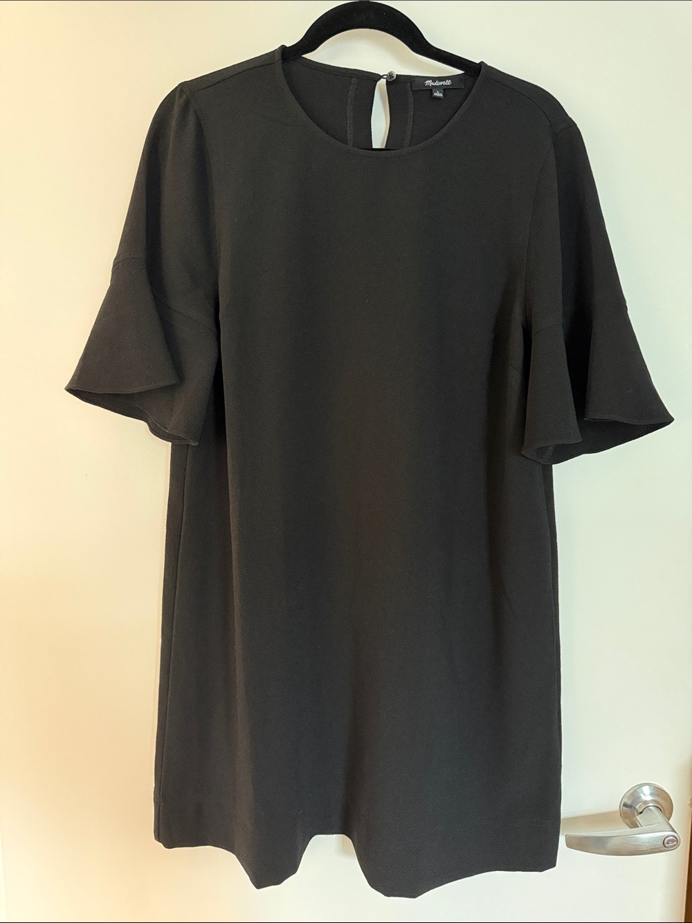 Madewell Black Mini Dress with Ruffle Sleeves
